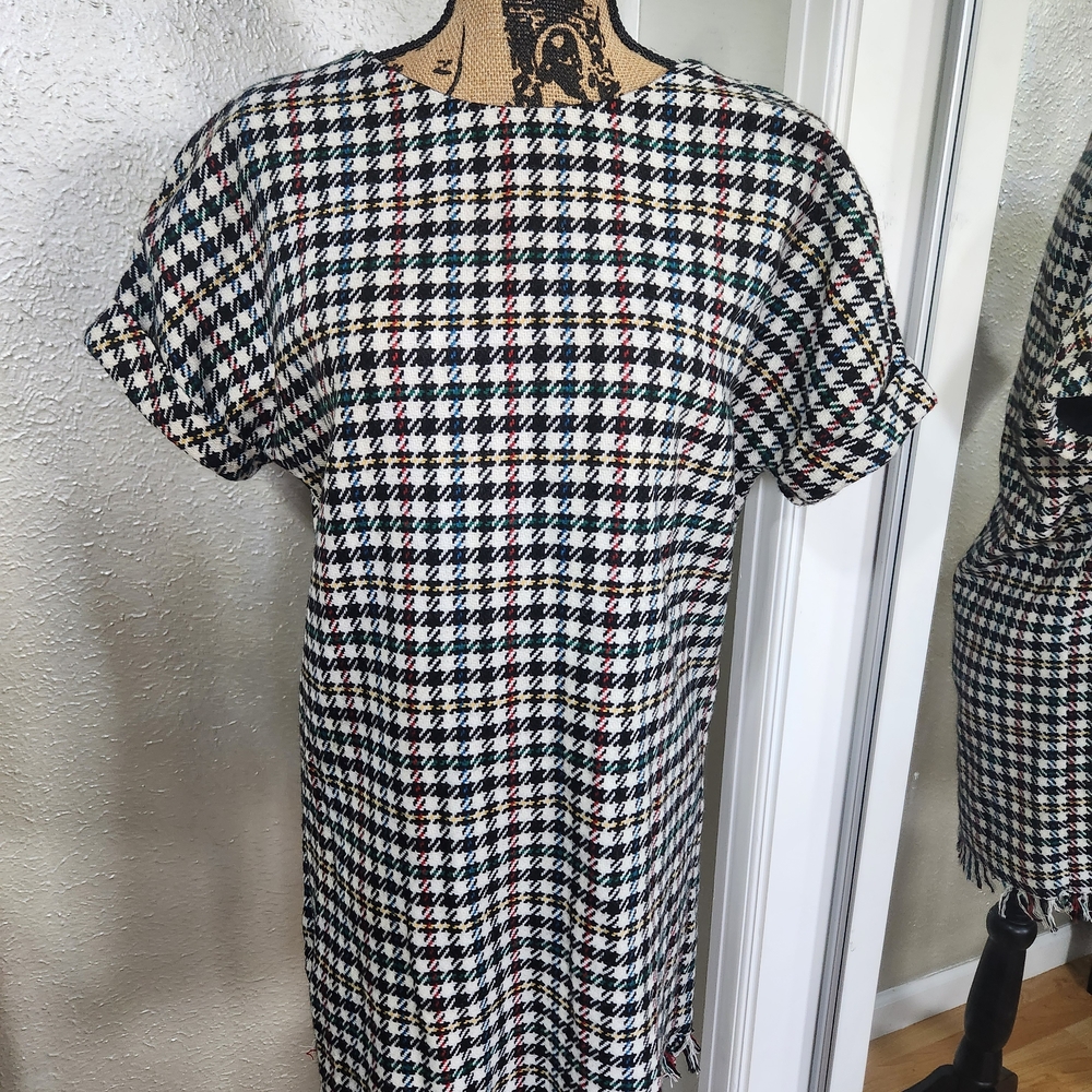 Zara Multicolor Houndstooth Mini Dress